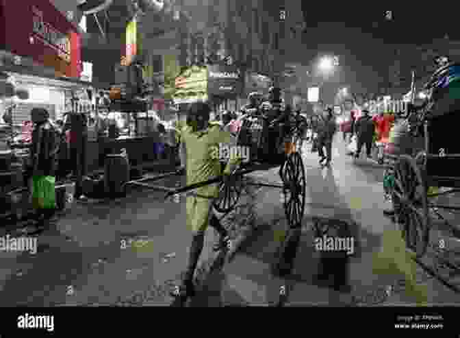 A Busy Street In Calcutta, With People Walking, Rickshaws, And Cars. Walking Calcutta August Farrow